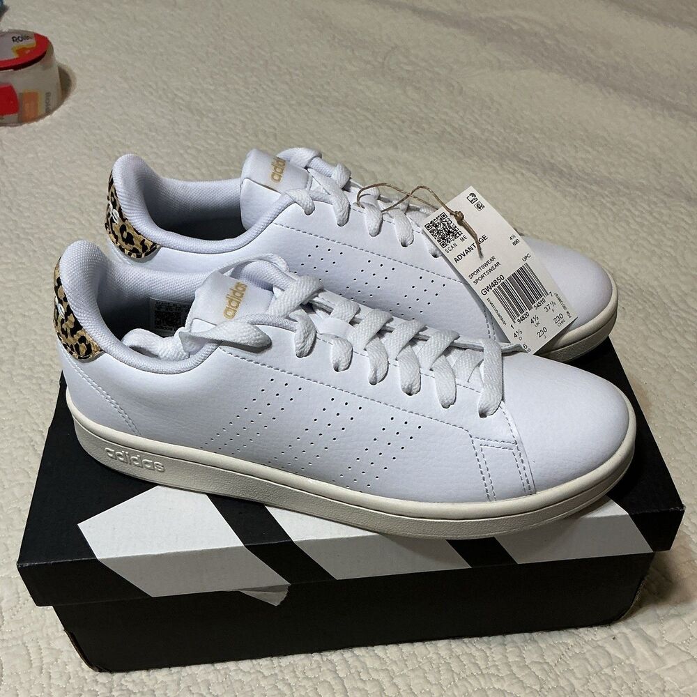 adidas Advantage Cloudfoam Comfort Women's Low Top Sneaker White Leopard GW4850